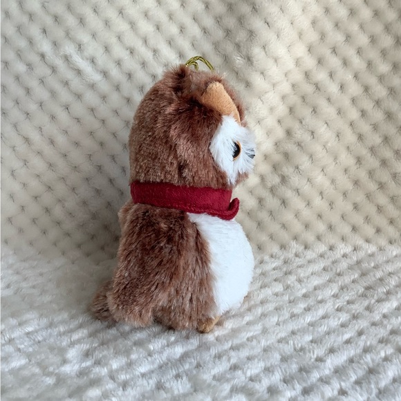 Brown and White Plush Owl with Red Scarf Stuffed Animal - Picture 3 of 8